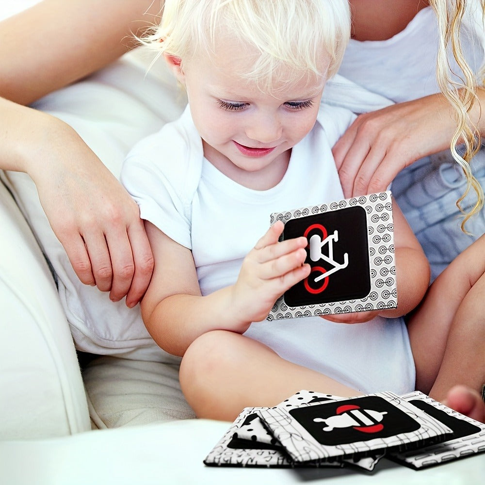 High Contrast Baby Flashcards 64 Cards Black White Red – Newborn Visual Stimulation Brain Development Montessori Learning Toy, Infant Cards Ages 0-36 Months, Baby Shower Gift Registry Must Have