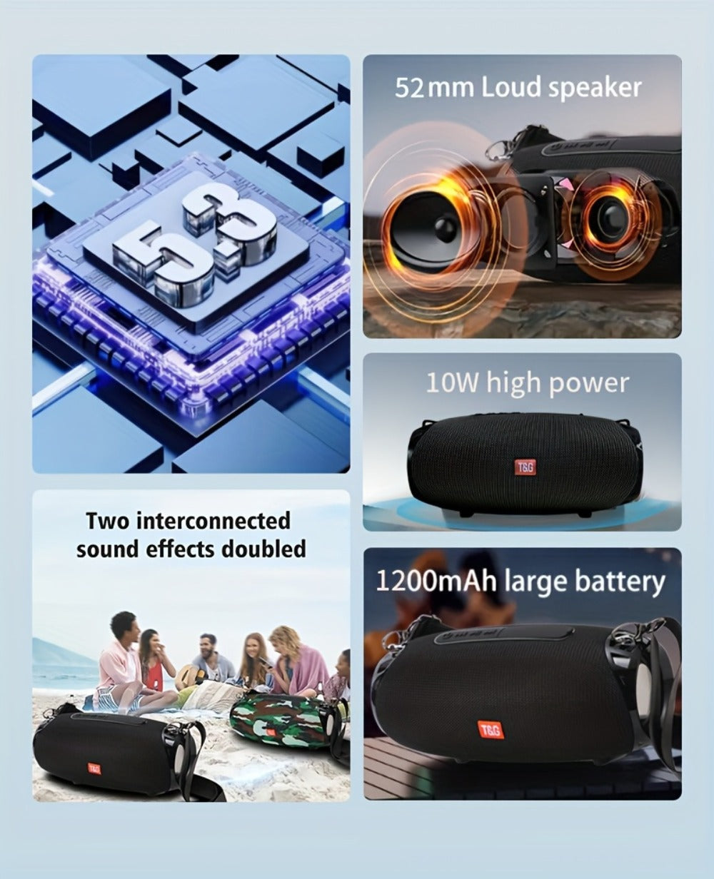 TG534 Dual Speaker Bluetooth Wireless Speaker – TWS Stereo Hi-Res Audio, Hands-Free Calling, FM Radio, TF Card & USB Drive Support, Compatible with Phone, Tablet & TV, Built-in Microphone