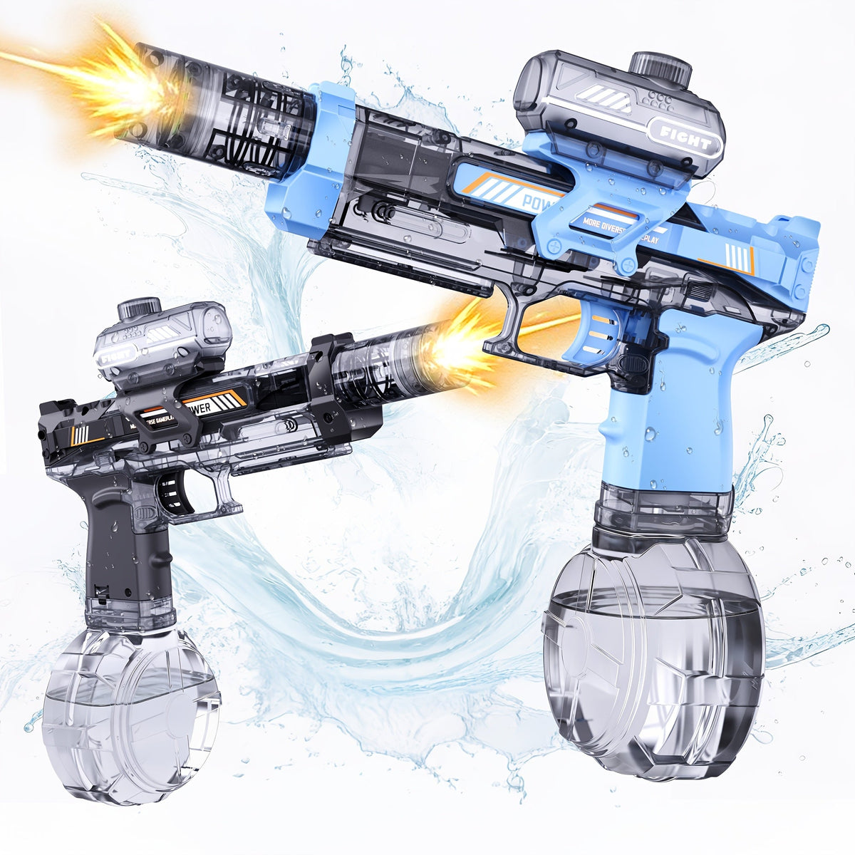 Kids Sound & Light Electric Water Gun Ages 3-8 – Auto Squirt Blaster with Large Tank & LED Effects, Summer Outdoor Pool Beach Backyard Party Toy, Birthday Gift for Boys & Girls, 1pc or 2-Pack