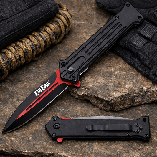 Folding Pocket Knife, 440 Stainless Steel Blade with Aluminum Handle, Liner Lock and Clip