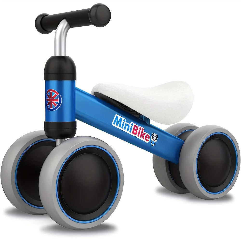 Four-Wheel Toddler Balance Bike with No Pedals and Color Options