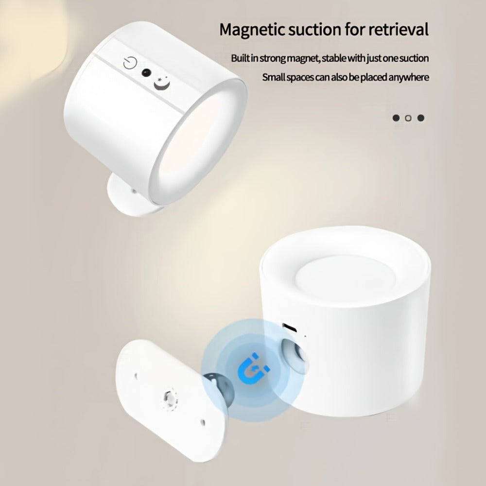 Rechargeable Magnetic LED Wall Sconce 360° Rotatable – Touch & Remote Control 3 Color Temps Dimmable USB-C Wireless Wall Light for Bedroom Hallway Stairs Reading – 2 Pack Black/White