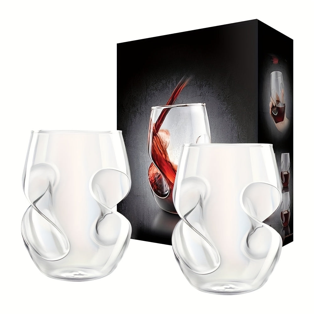 Borosilicate Drinking Glasses Set of 2 – 16 Oz Elegant Curved Glassware for Wine, Iced Coffee, Mojitos, Juice & Whiskey – Perfect for Parties, Weddings, Picnics & Gatherings