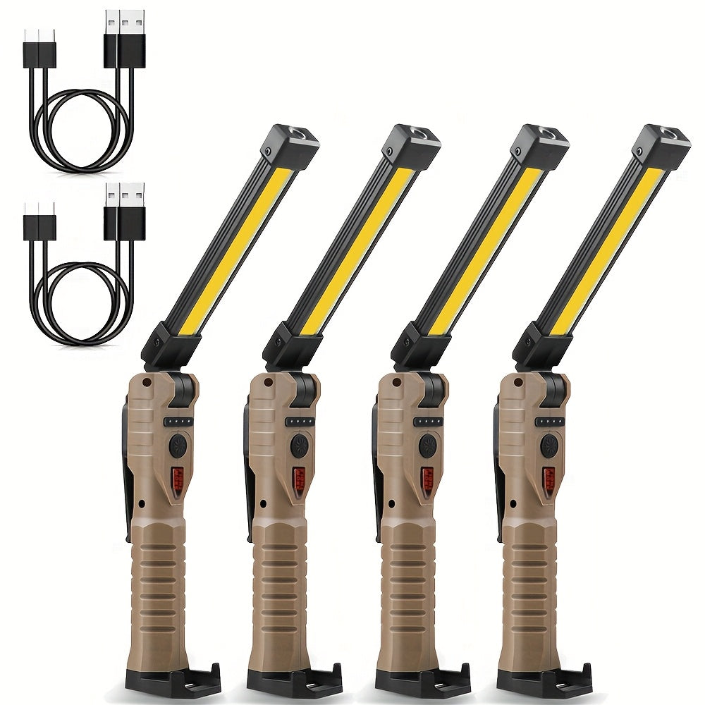 COB LED Work Light Magnetic Base Rechargeable USB 20000 Lumens 7 Modes 180° Rotation Portable Hanging Flashlight with Built-in Battery Power Bank Function for Workshop Garage Car Repair 1/2/4 Pack