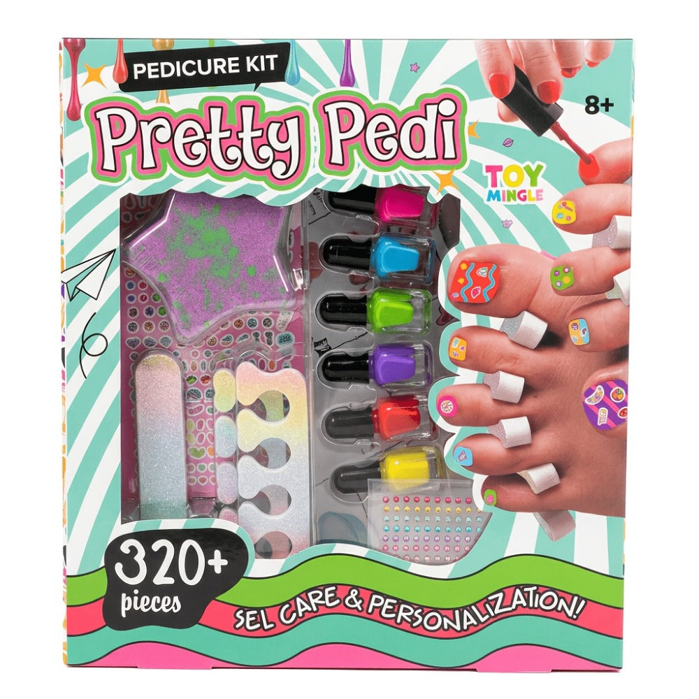 Pedicure Pretend Play Spa Set with 320+ Pieces, Nail Stickers & Polish