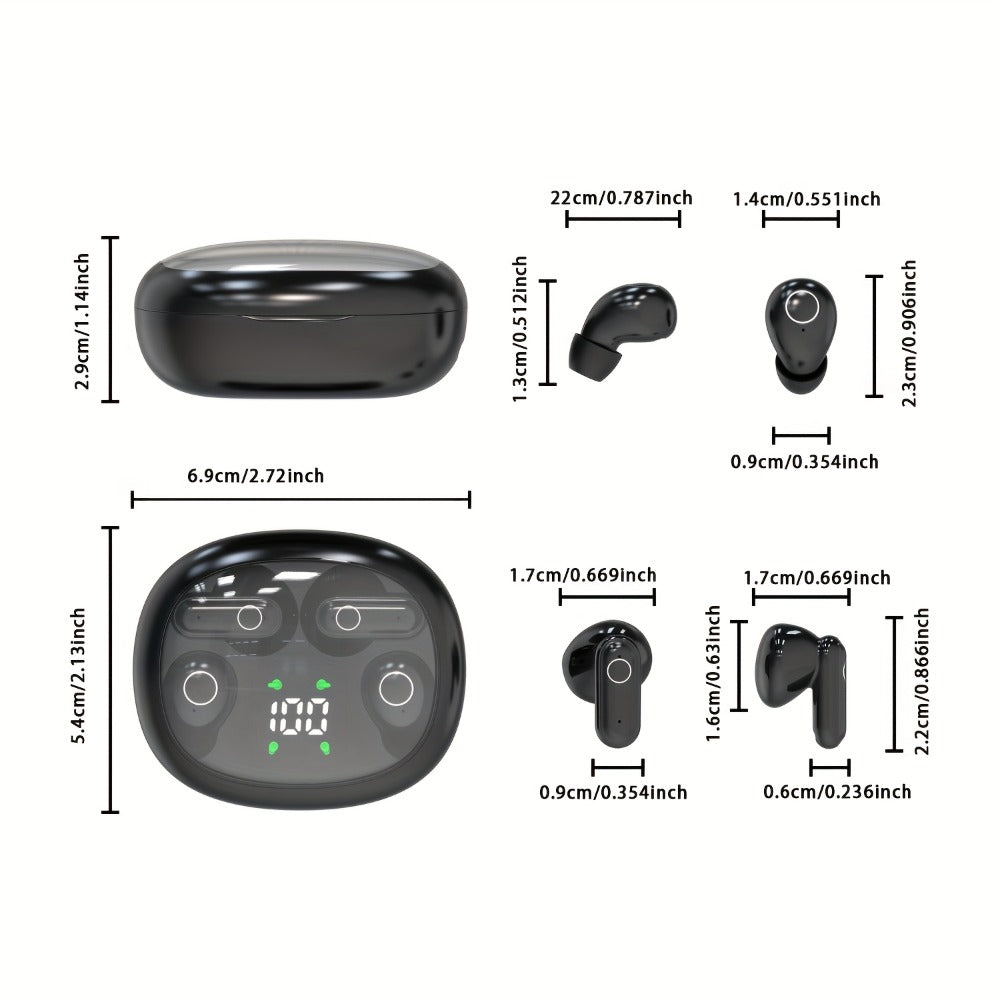 Sleep Mini Earbuds 2 Pairs Wireless Bluetooth In-Ear Headphones Long Battery Life HD Calling 3 Colors Sport Use Single Compartment Case All Seasons