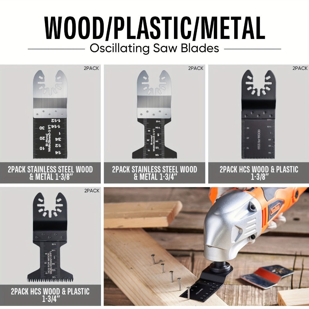 115pcs Oscillating Saw Blades Set with Sandpaper – Multitool Blades for Wood Metal Plastic, Universal Fit for Major Brands, Complete DIY & Pro Cutting Kit