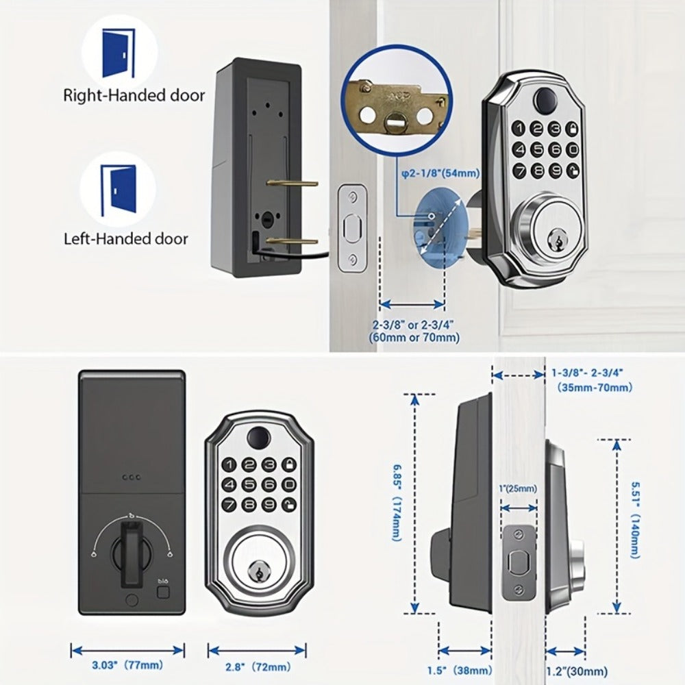 Voice Guided Keypad Deadbolt with Fingerprint, PIN, One-Time Visitor Code & Key, Backlit Keypad, Auto Lock, Long Battery Life, 15-Min DIY Install, Stainless Steel Front Door Lock for Home Airbnb