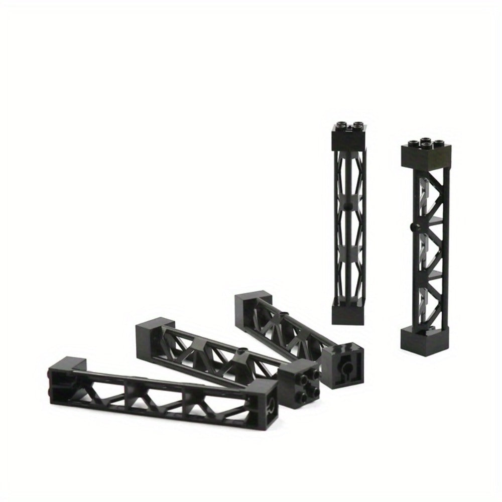 2x2x10 Pillar Support Bricks, 20pcs Black Column Rod Blocks for MOC Builds