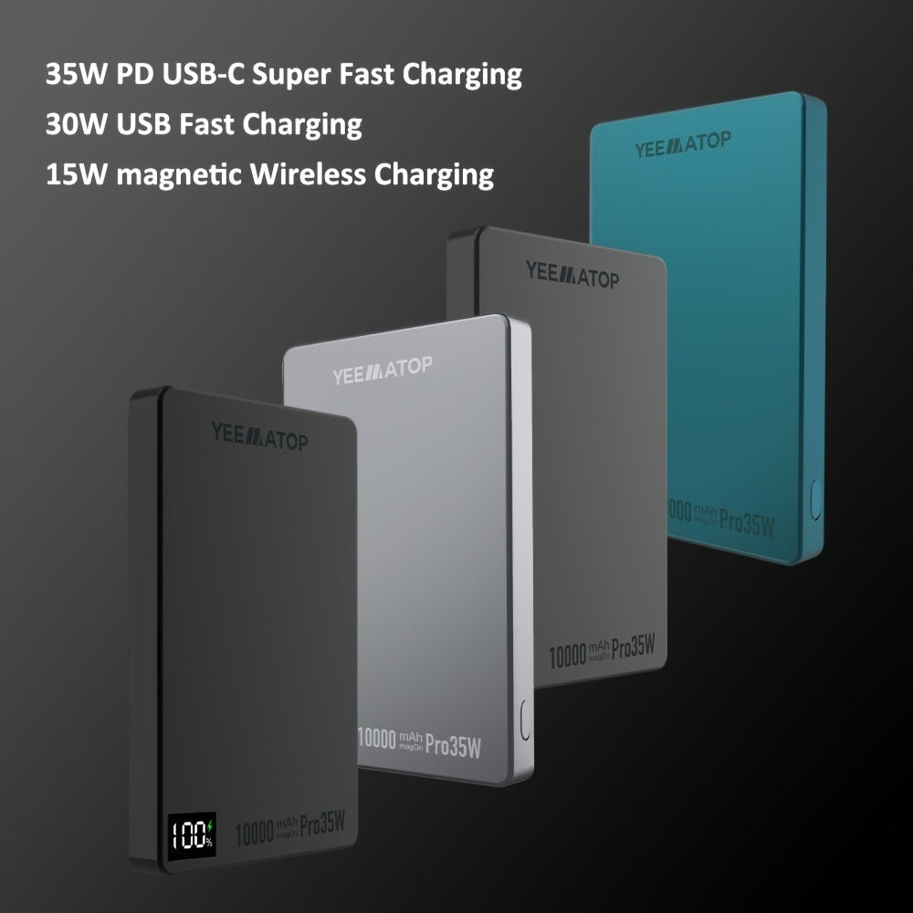 35W USB-C PD Magnetic Power Bank 10000mAh MagSafe Compatible, 30W QC 3.0 Wireless Fast Charging Portable Charger with PPS Support for iPhone 17 16 15 14 13 12 Android Samsung Galaxy