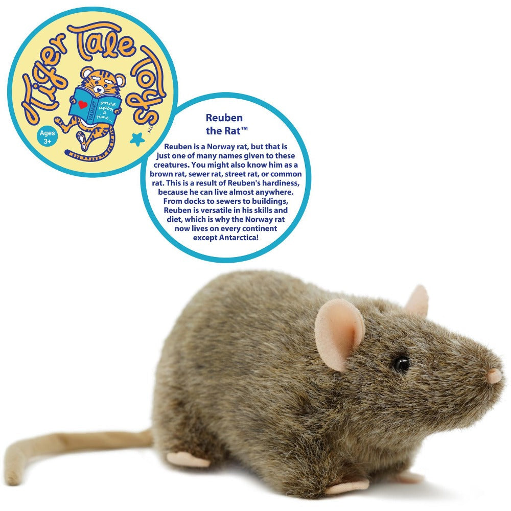 Reuben The Rat Plush, 7-Inch Norway Rat with Story Card