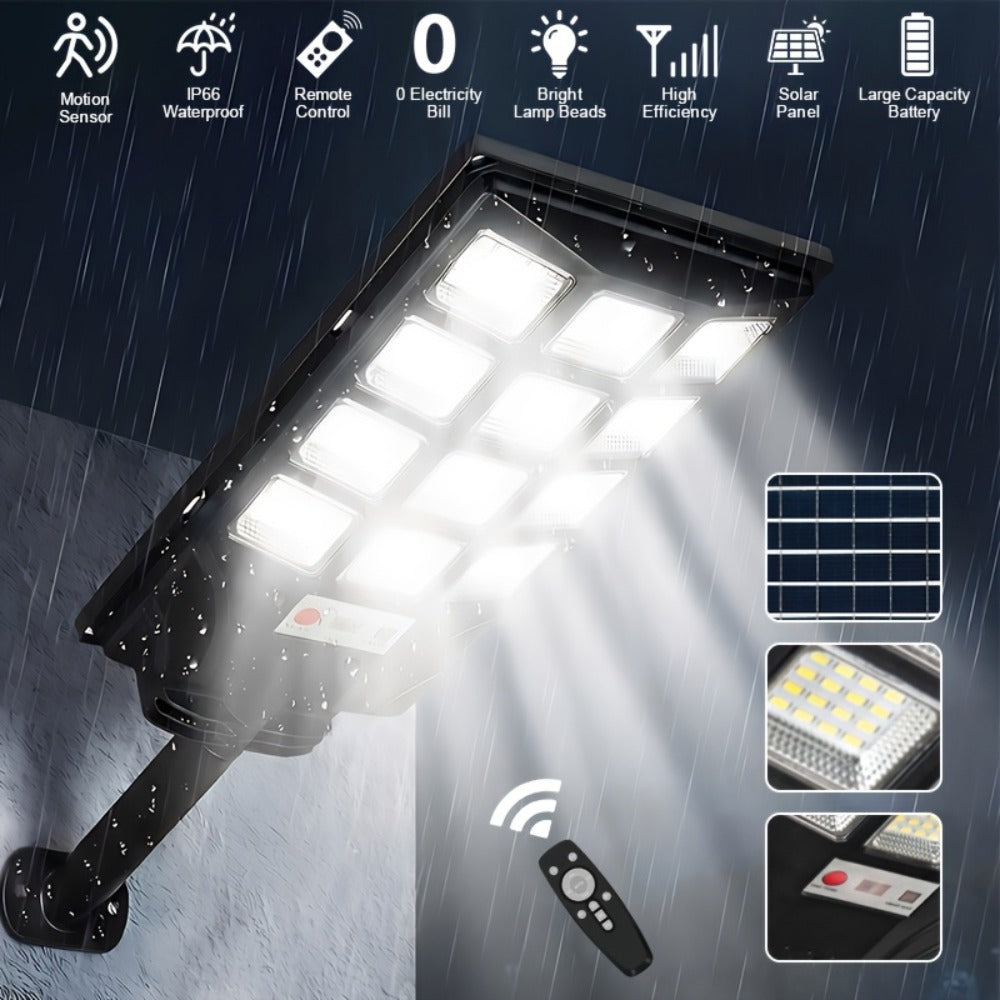 Solar Street Light Outdoor IP65 – High Brightness Wide Angle Dusk to Dawn Solar Powered with Remote Control for Parking Lot, Yard, Stadium & Plaza (58 / 90 / 192 LED)