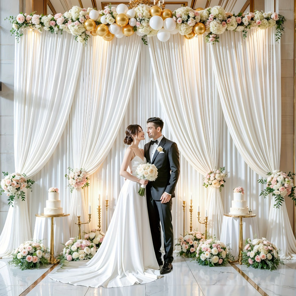 2-Pack 10x10ft Spandex Photography Backdrop Curtains - Wrinkle-Resistant Polyester Background Cloth with Pole Pockets for Weddings, Birthdays, Banquets & Photo Studio Events