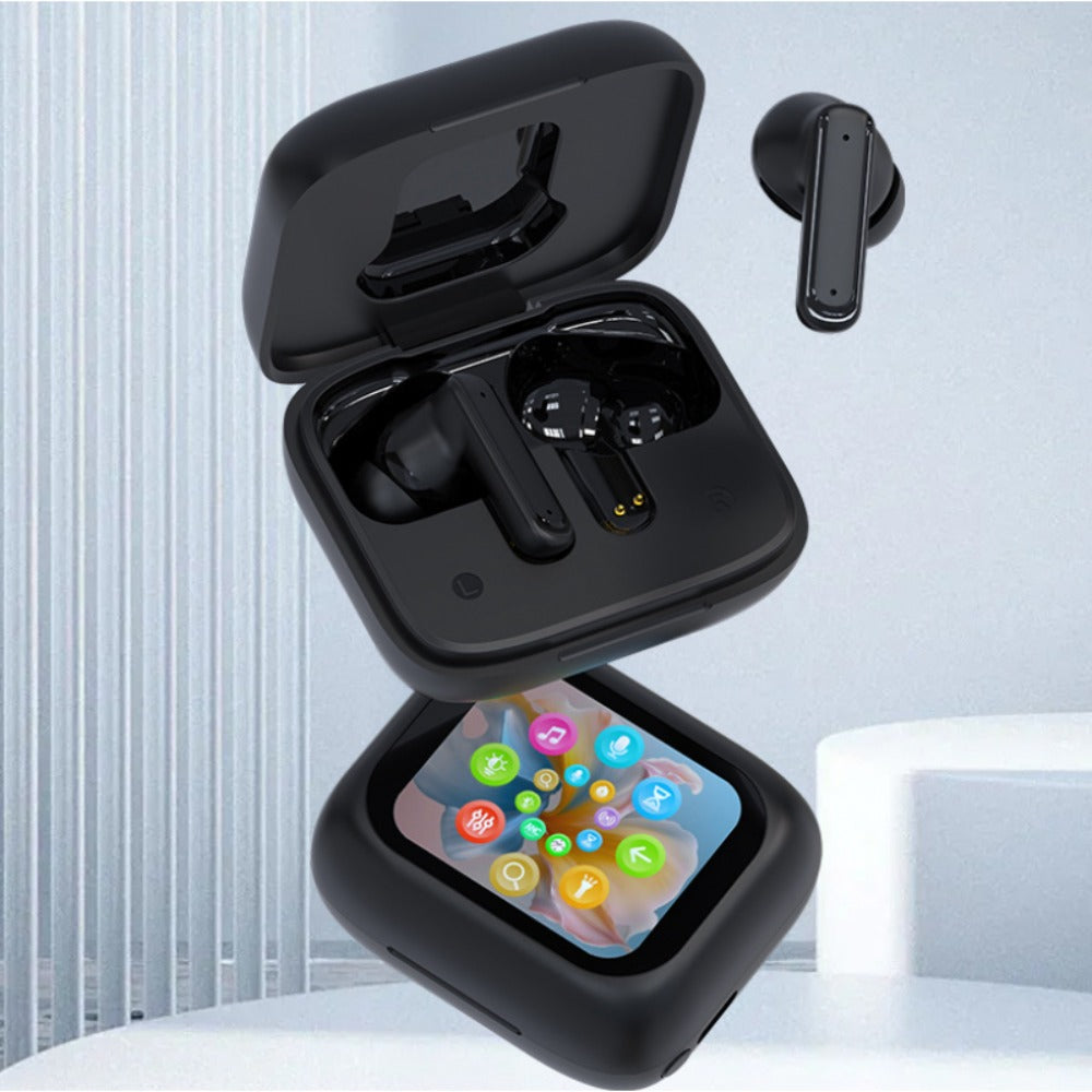 Touchscreen ANC Wireless Earbuds Full-Color Display – Noise Cancelling In-Ear with Charging Case for Sports Gaming Business – Gift for Men Women Compatible with iOS Android