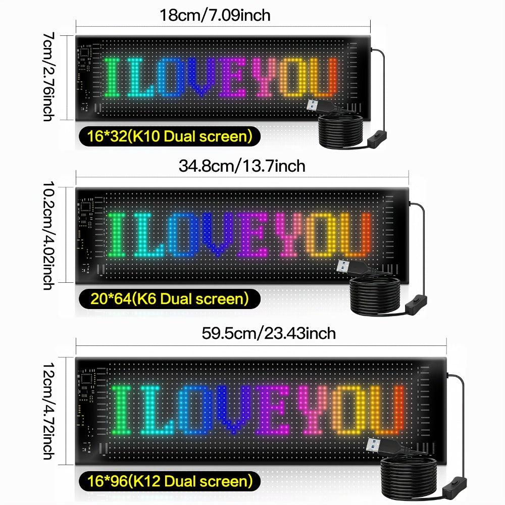 Programmable RGB LED Pixel Display Panel App Controlled – Music Sync DIY Text Animations Flexible Ultra-Thin Screen for Game Room Home Theater Car Dashboard Store Window Decor – 16x32 16x96 20x64