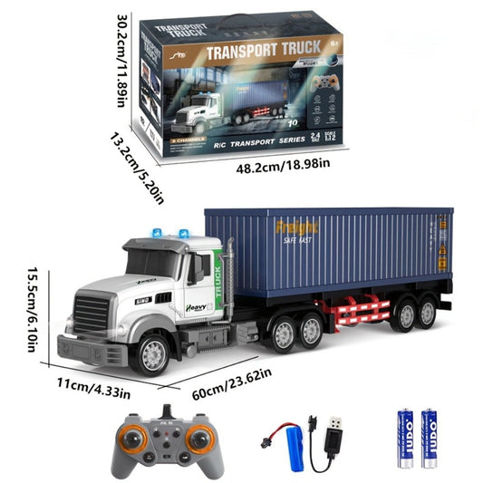 RC Semi Truck, 1:24 Scale 23.6-Inch Remote Control Container Truck with 2.4G & USB Charging