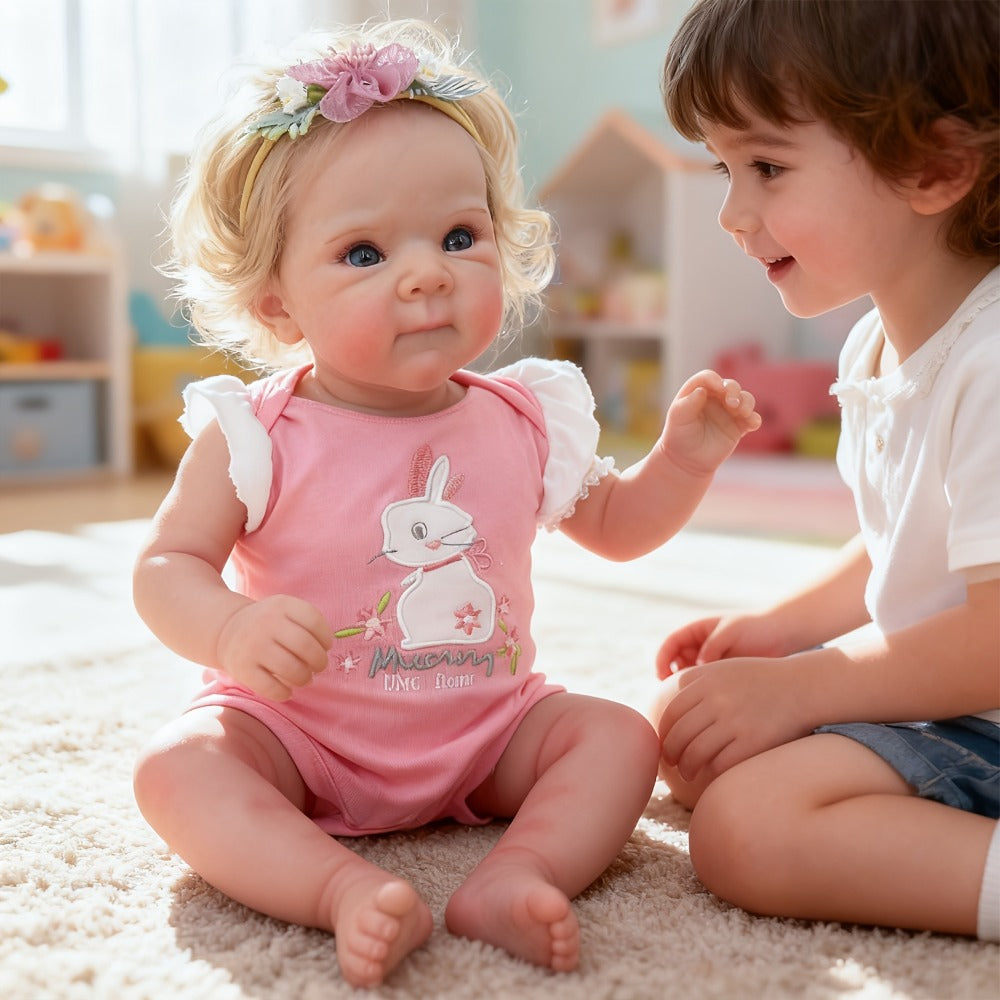 16-Inch Reborn Baby Doll with Rooted Hair and Soft Cloth Body