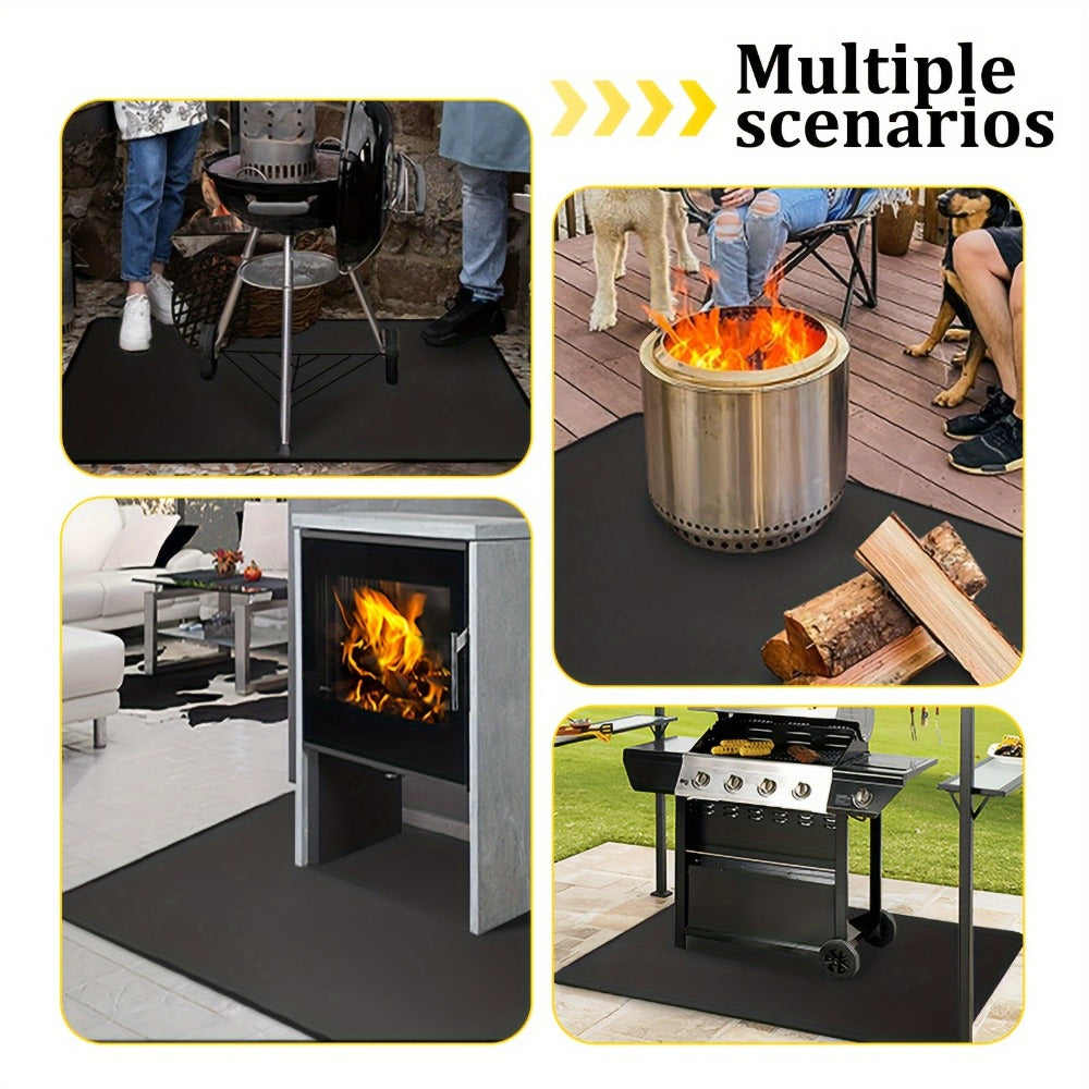 Grill Mat Fire Resistant BBQ Pad – Oversized Under Grill Mat 2000°F Heat Resistant, Waterproof Oil-Resistant Deck Protector for Outdoor Grilling, Fireplace & Fire Pit – 60x48, 72x39, 76x51 Inches