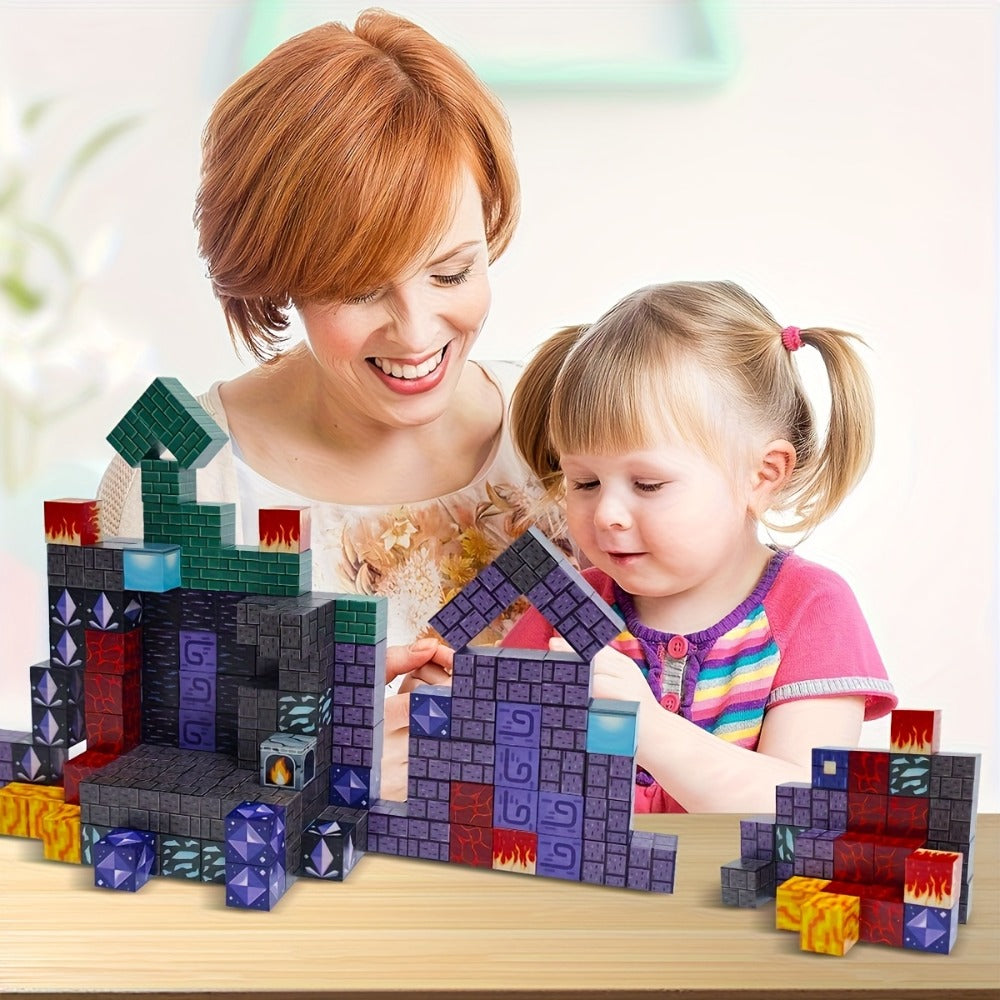 Magnetic Building Tiles with Random 50, 100, 200 or 300-Piece Sets