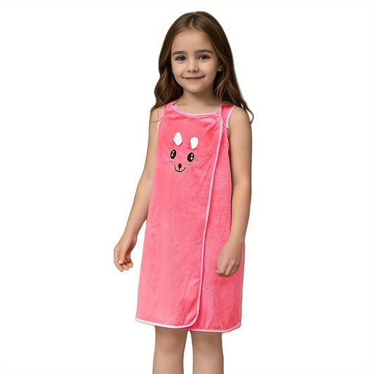 Bunny Ears Bath Towel Wrap for Girls, 250 GSM Microfiber, 23.62 x 43.31 Inches