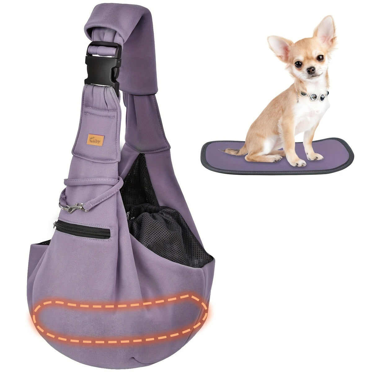 Padded Hard Bottom Pet Sling Shoulder Carrier | Adjustable Soft Dog Cat Puppy Carrying Bag, Comfortable Hands-Free Travel Shoulder Tote with Stable Base for Small Pets, 6 Colors Including Mesh Option