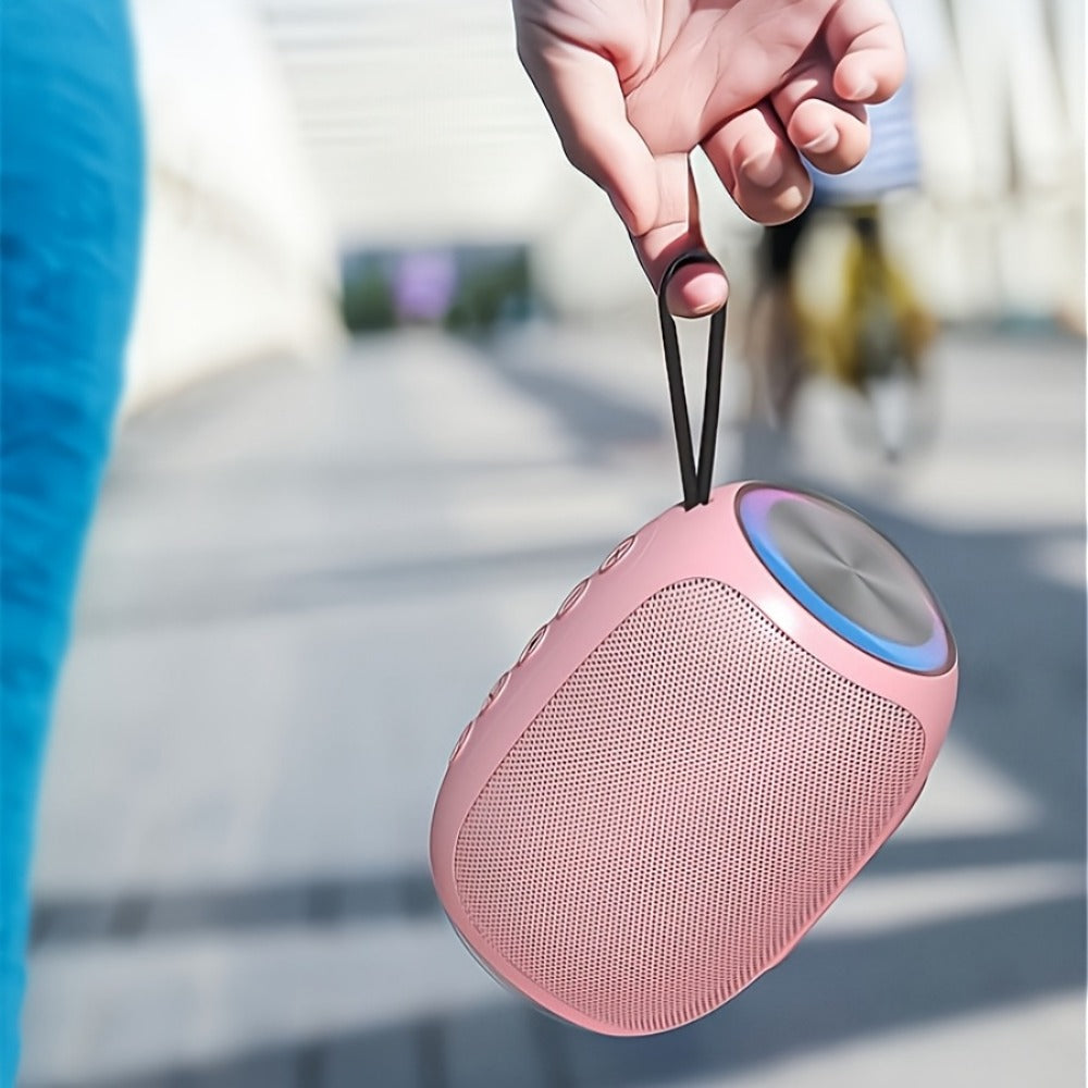 Pink Portable Wireless Bluetooth Speaker with Colored LED Lights - Foubeak Dual Speaker Stereo Sound, Rechargeable, Perfect Gift for Girls Women Christmas Birthday Valentine