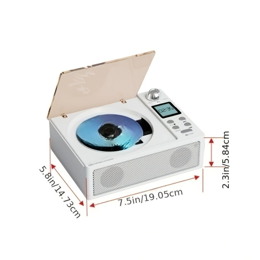 CD Player with Bluetooth Receiver FM Radio Dual Stereo Speakers, USB Player AUX Input Type-C Charging LED Display Remote Control, Multifunctional Home CD Music Player with Earphone Jack