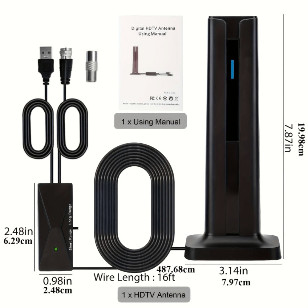 Magnetic Base TV Antenna Indoor – 4K 1080P HD, VHF & UHF Signal Booster Amplifier, Portable Digital Antenna for All TVs, 1pc or 2pcs Bundle