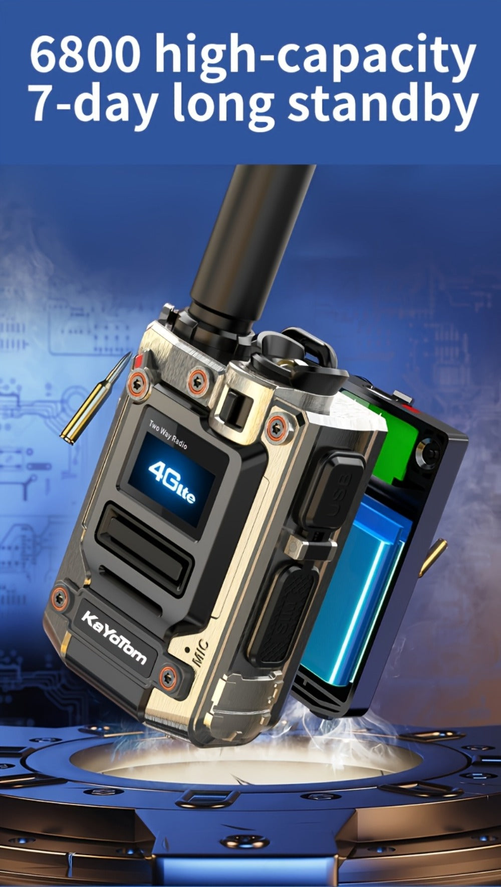 Kayotom K300S 4G Global Walkie Talkie Unlimited Range, No Monthly Fee Two Way Radio, UHF 400-480MHz Long Battery Life, Dustproof Shockproof Handheld Transceiver for Outdoor Group Remote Coordination