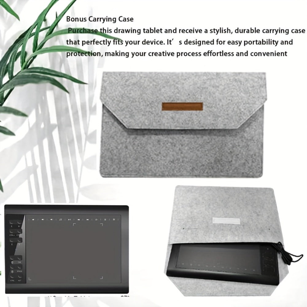 Graphics Drawing Tablet 10x6 Inch, 8192 Levels Pressure Sensitivity Battery-Free Stylus, 12 Programmable Shortcut Keys, 30 Replacement Tips, Tilt Support, Compatible with PC Mac Android – Digital Art, Illustration & Online Teaching