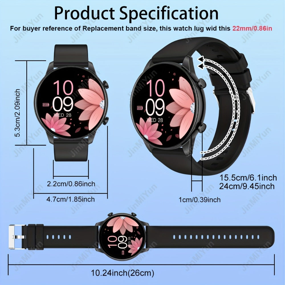 Remote Photo Capture Smartwatch 1.5 Inch Full Touch Screen Wireless Calling Music Playback Multiple Sport Modes Heart Rate Blood Oxygen Sleep Activity Tracker Message Alerts Outdoor Fitness Watch Men Women Black Silver Gold Pink
