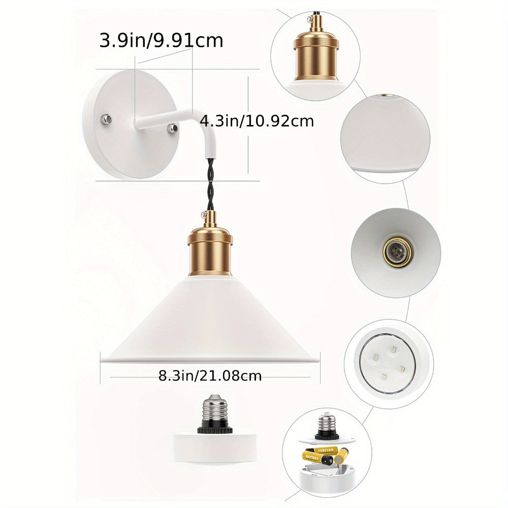 Battery Operated Wall Sconce Set of 2 – RGB Wireless Wall Light, Dimmable with Remote Control, 13 Scene Modes, Timer & Memory Function, No Wiring for Bedroom Living Room Hallway (Black / White)