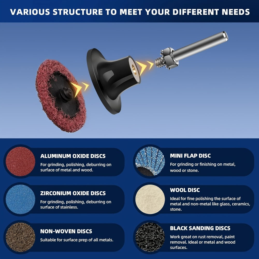 108pcs 2 Inch Sanding Discs Set with 1/4" Holder – Roloc Quick-Change Surface Conditioning Discs for Die Grinder, Rust & Paint Removal, Polishing & Grinding