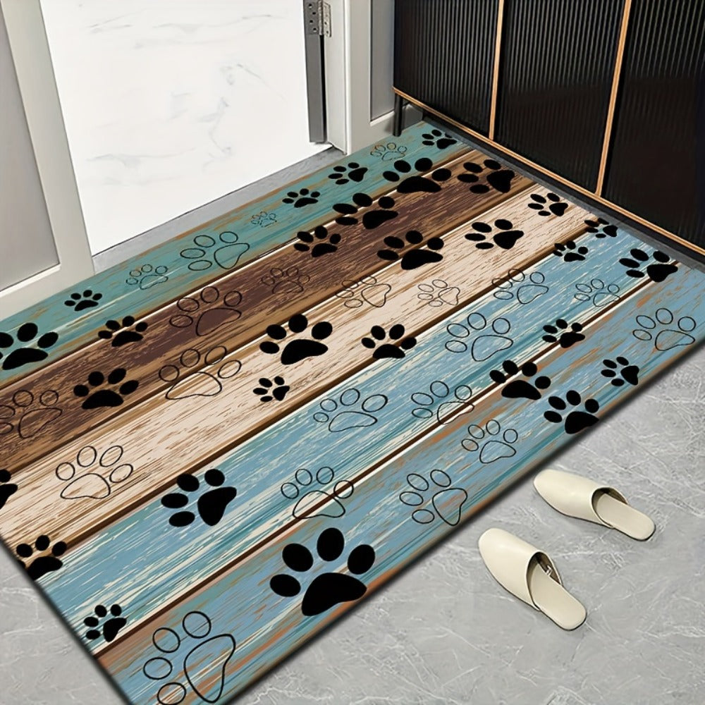 Cat Paw Print Door Mat Non-Slip Washable – Indoor Outdoor Welcome Mat Quick-Dry Anti-Slip Rug for Living Room, Bedroom, Bathroom, Kitchen, Entryway – Multiple Sizes