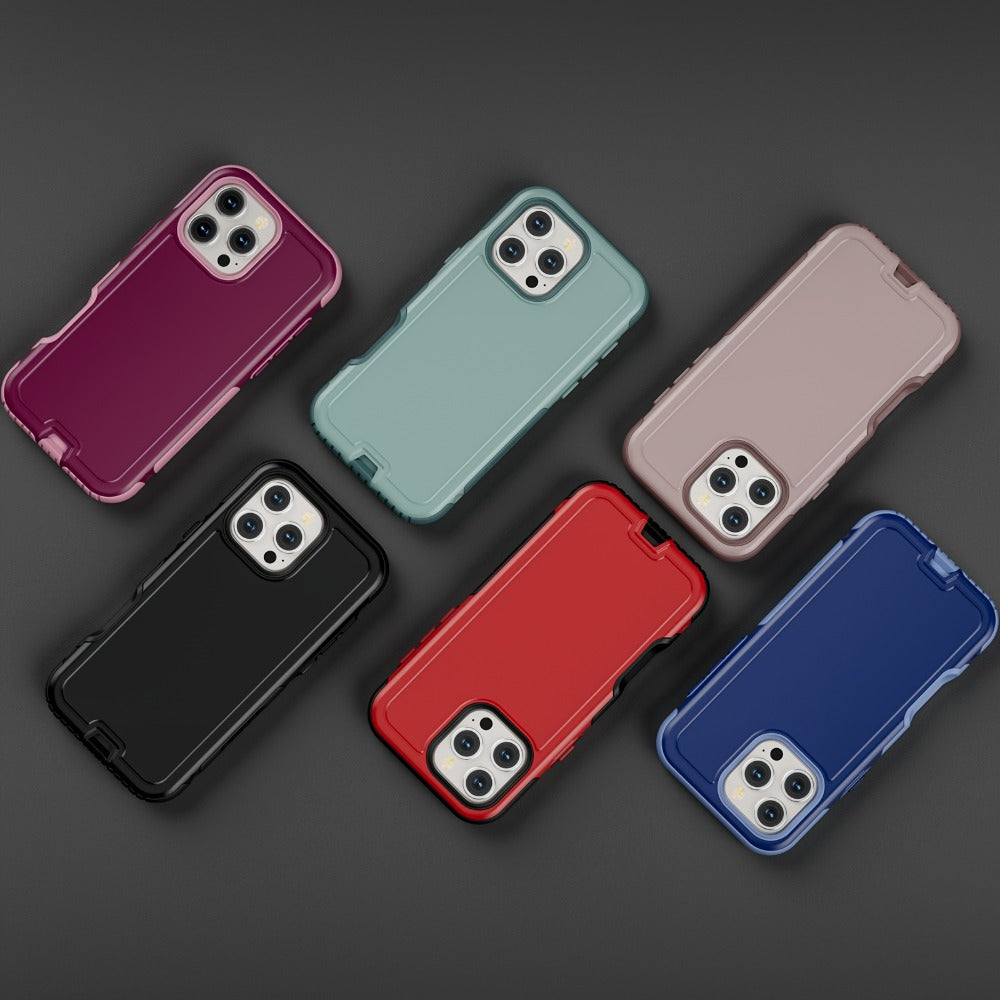 3-Layer Warrior Armor iPhone Case Full Body Shockproof Drop Protection Soft Lining Built-In Dust Plug for iPhone 17 Pro Max 17 Pro 17 Plus 17 16 Pro Max 16 Pro 16 Plus 16 15 Pro Max 15 Pro 15 Plus 15 14 Pro Max 14 Pro 14 Plus 14