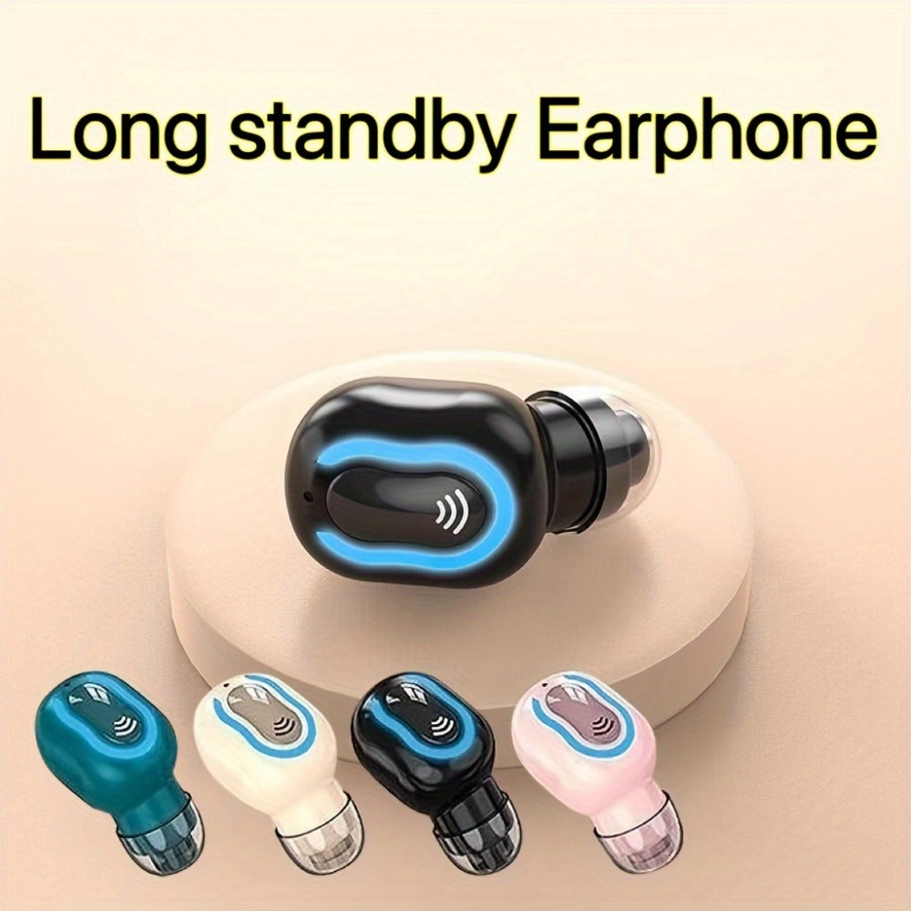 Mini Invisible Wireless Earphone Long Standby Condenser Microphone In-Ear Sport Headset for Running Gym Cycling Exercise iOS Android Black Green Beige Pink