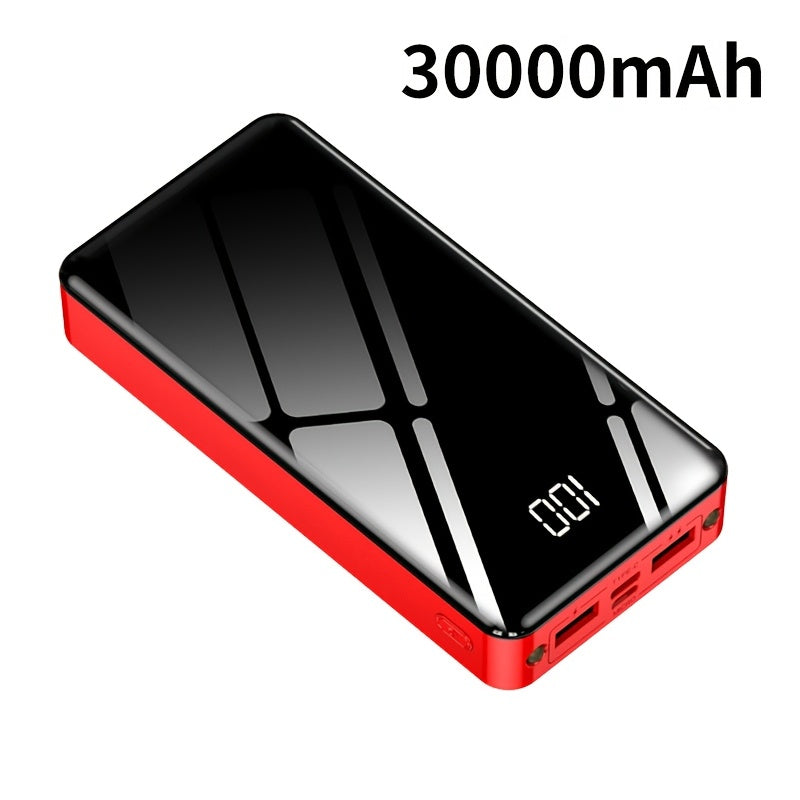4-Port 100000mAh High Capacity Power Bank 30000mAh 50000mAh 80000mAh, Type-C Fast Charging LED Display Outdoor Emergency Backup Battery Pack for iPhone Android Samsung Tablets – Black Red Available