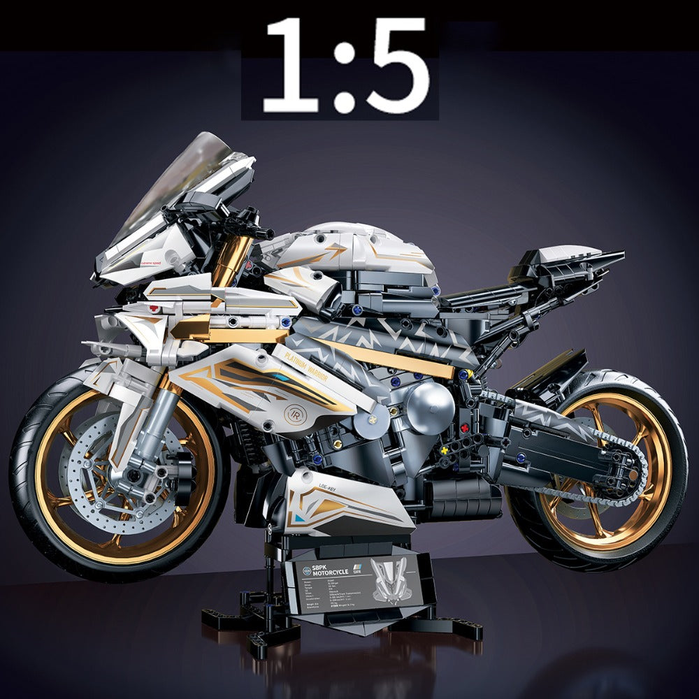 Motorcycle Building Block Model, 1:5 Scale, 2,000+ Pieces