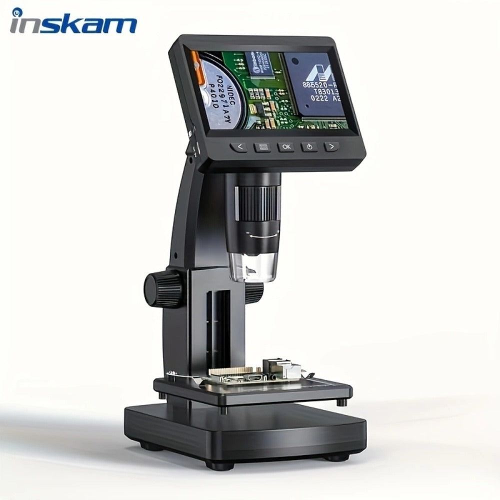 4.3 Inch Screen Digital Microscope 1000X Magnification – INSKAM Ultra Clear LCD Coin Microscope for Biological Observation, Insect, Plant, Industrial Inspection, Knitwear Testing & Educational Research