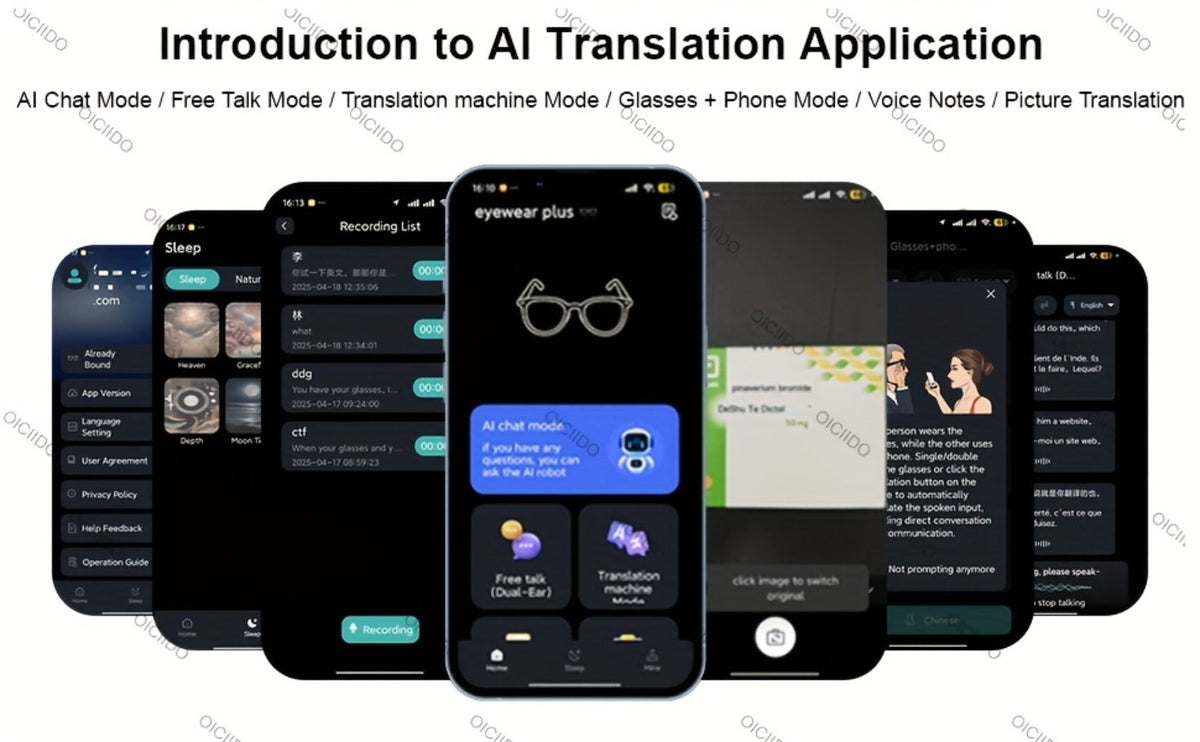 AI Smart Glasses with Real-Time Translation for 160+ Languages, ChatGPT Voice Assistant, HD Calls & Hi-Fi Music – Open-Ear Audio Glasses for Men & Women