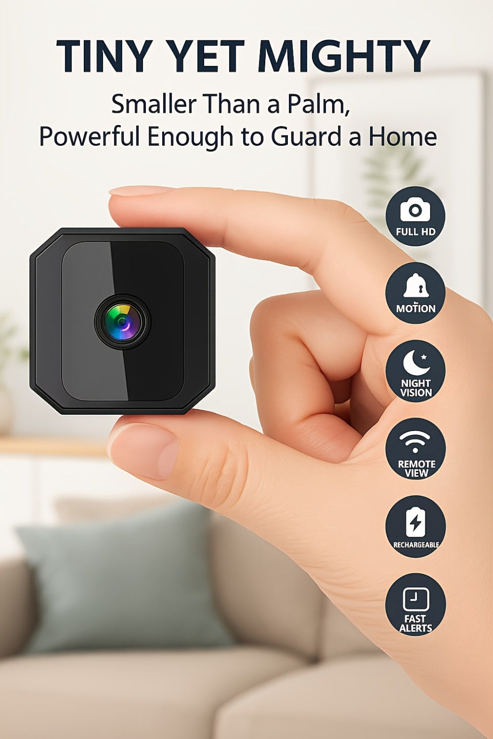 No Internet Security Camera with Color Night Vision, Built-In AP Hotspot WiFi, Two-Way Audio, Motion Detection, Real-Time App Monitoring – Indoor Home Family Baby Pet Camera