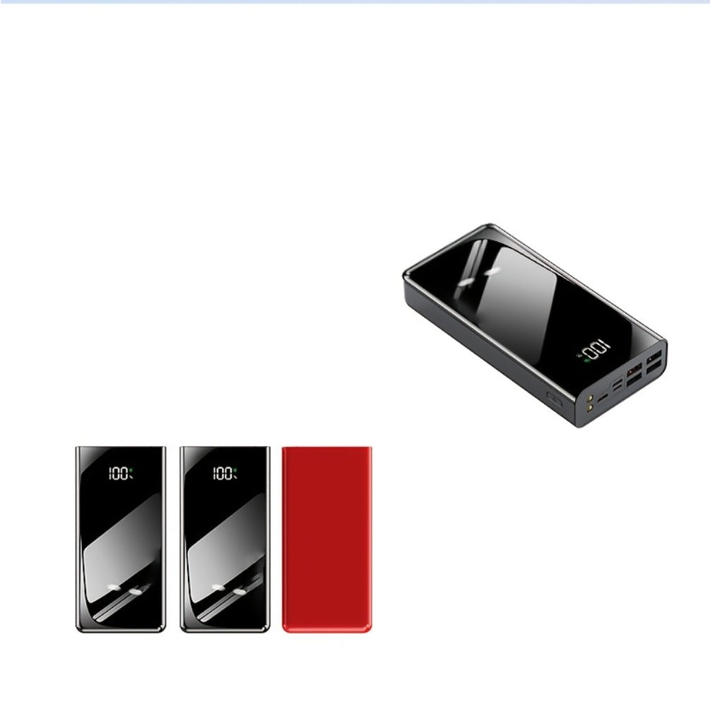 50000mAh High Capacity Power Bank Portable Charger LED Display USB-C Micro USB Fast Charging Multi-Port Emergency Backup Battery for iPhone Android Camping Outdoor Travel Black Red