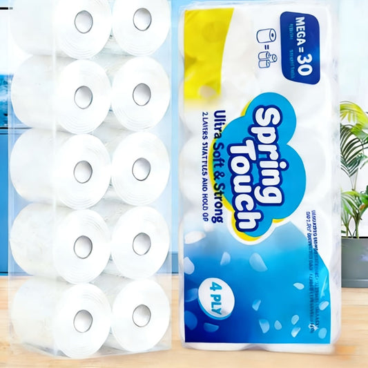 Toilet Paper, Soft 4-Ply Bath Tissue, 10 Rolls per Pack with 1–3 Pack Options