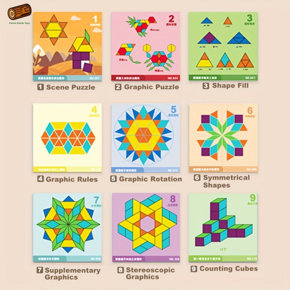 Magnetic Wooden Puzzle Board for Kids – 128/180/220/280 PCS Geometric Shape Recognition & Logical Thinking Toy, STEM Montessori Educational Gift for Boys & Girls Ages 3 4 5 6 7 8