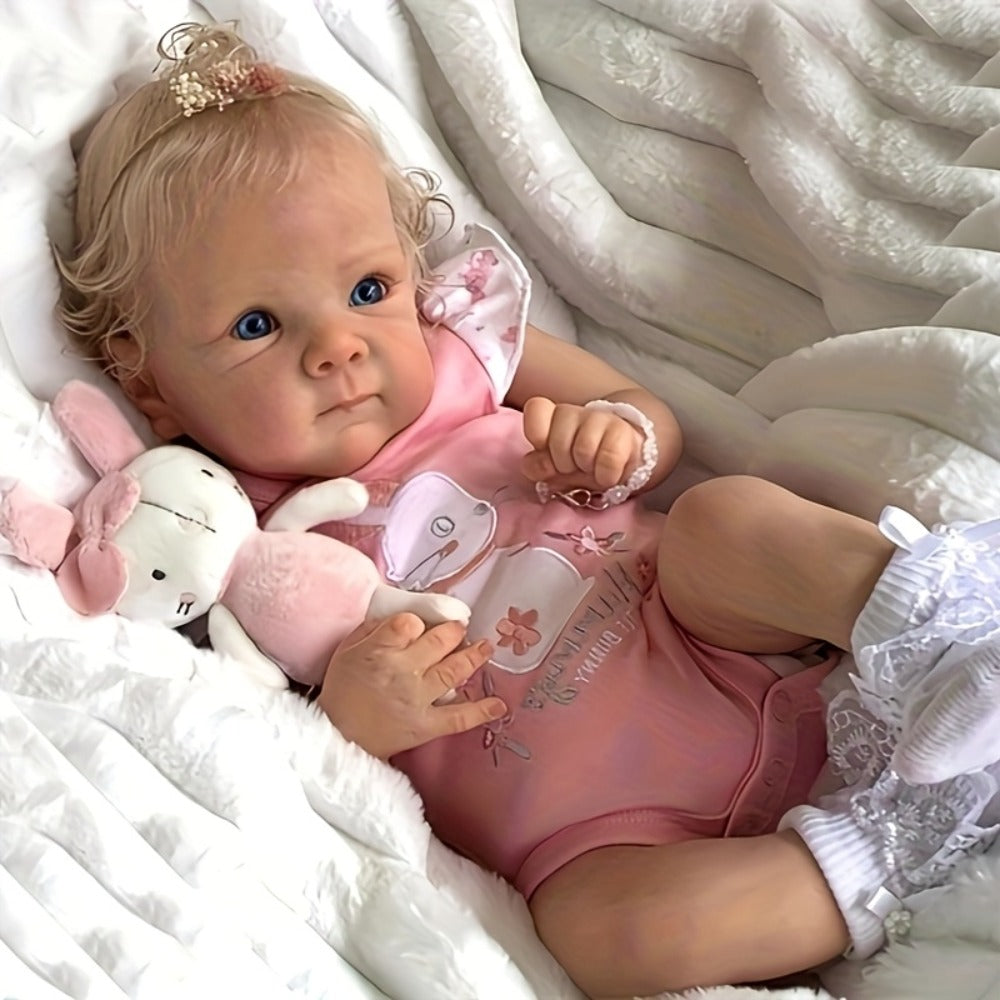 22-Inch Full Vinyl Reborn Baby Doll with Rooted Hair and Open Eyes