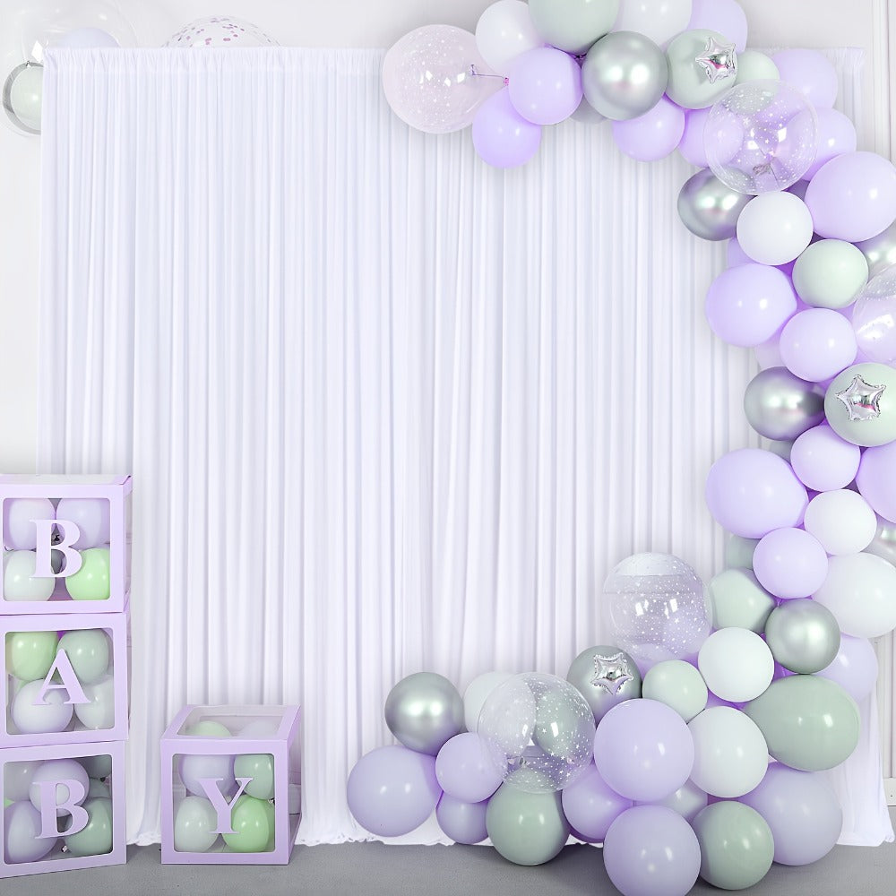 10x10Ft Polyester Photography Backdrop 2-Pack – Photo Booth Background Curtain for Party, Birthday, Wedding, Holiday, Stage & Exhibition Decoration, Wrinkle-Free, Machine Washable, Easy Pole Install