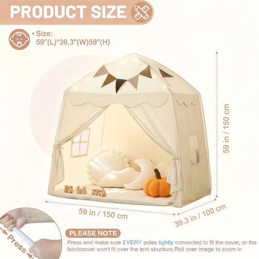 Kids Play Tent with Foldable Design in Beige, Pink, Green, Brown or Cream