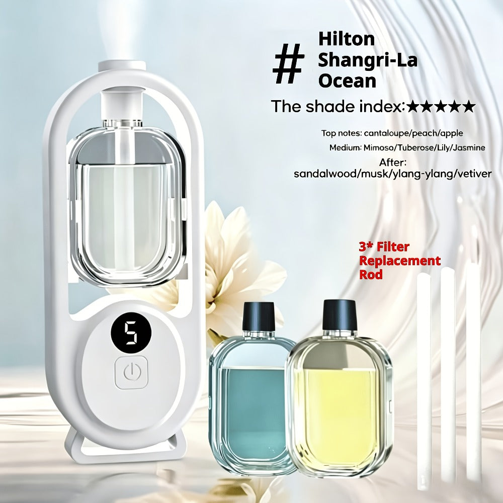 7-Color LED Aromatherapy Diffuser 150ml with USB Power, Ultrasonic Whisper-Quiet Mist, Timer Auto Shut-Off for Bedroom Office Yoga – Bundle with Hilton Gardenia Ocean Jasmine Shangri-La Oils