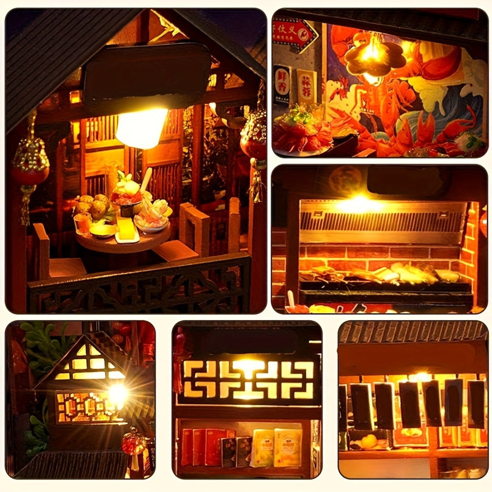 Chinese Food Street Book Nook Kit with 3D Wooden Puzzle Scene