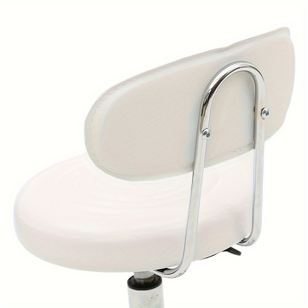 Adjustable Salon Stool with Back 360 Swivel PU Leather Cushioned Round Seat Chair for Salon Barber Spa Esthetician Home Office Vanity Makeup Station White